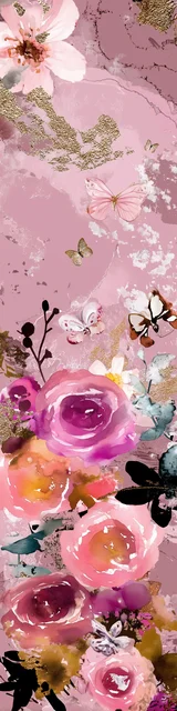 Free flower bookmark featuring pink floral artwork along the bottom